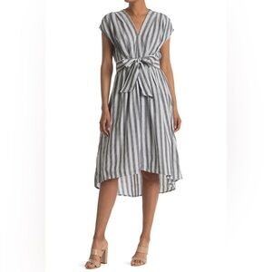 NWT Max Studio Navy and White Striped High Low Dress